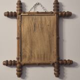 Antique turned wooden mirror in bamboo style, late 19th century A116