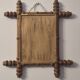 Antique turned wooden mirror in bamboo style, late 19th century A116