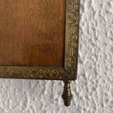 Vintage mirror 1900 barber triptych brass and wood - 29 x 70 cm