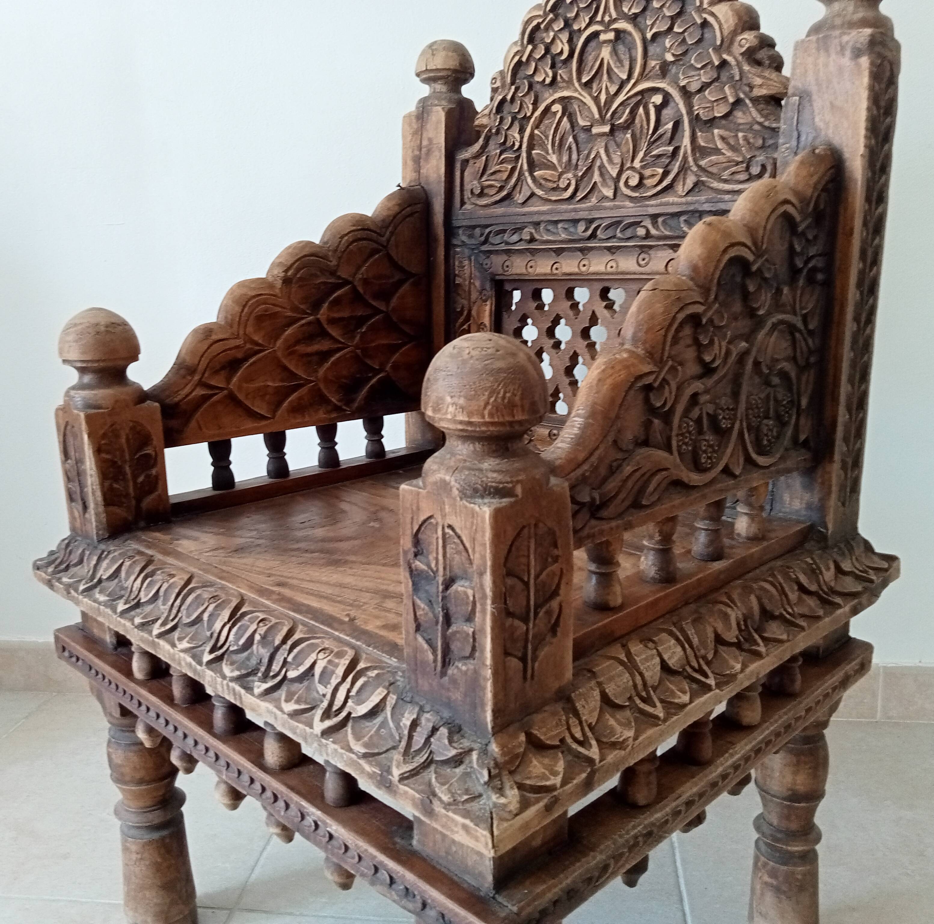 Fauteuil Ancien Pidha Rajasthan XIXeme en Palissandre