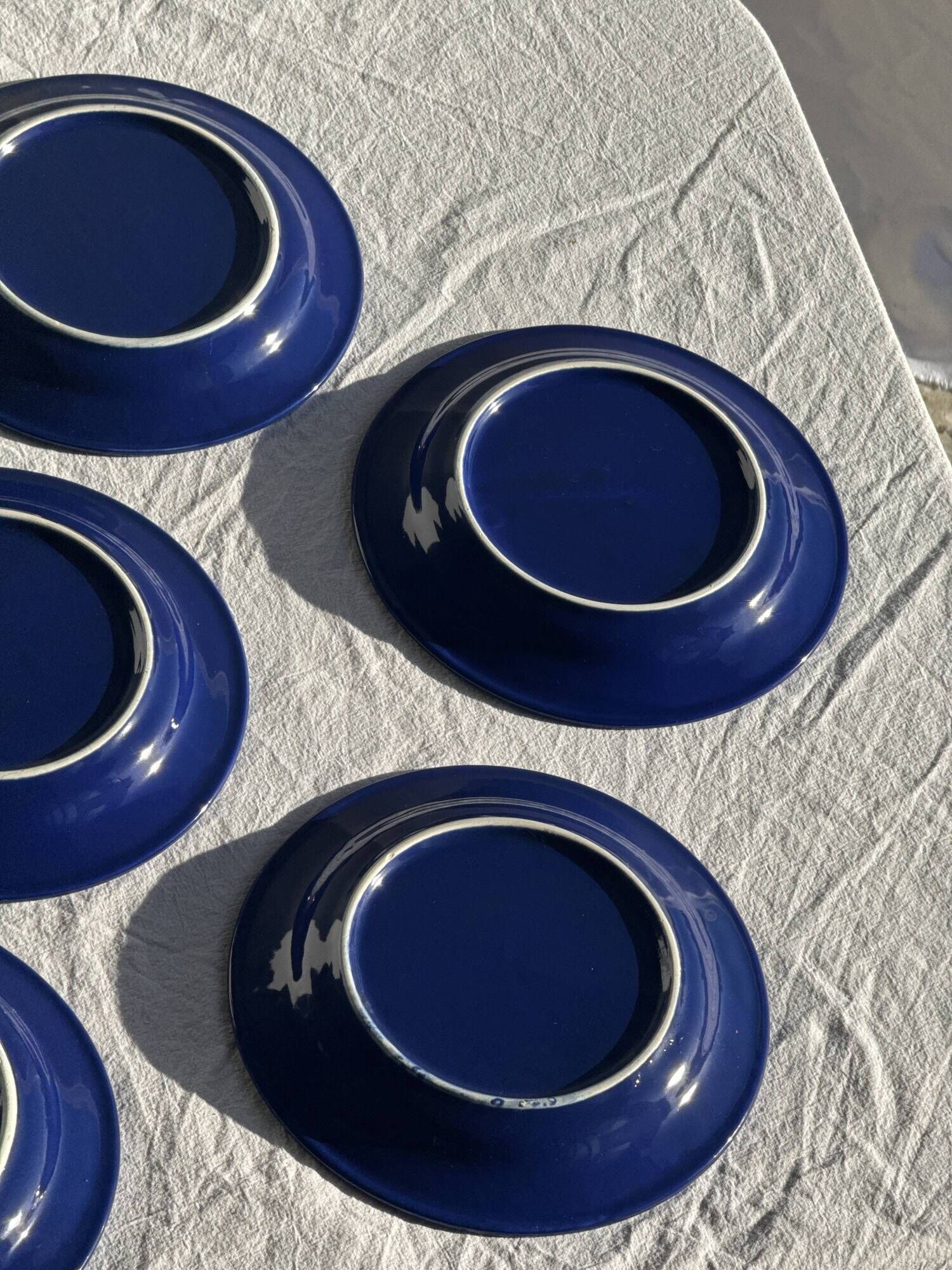 Set of 12 vintage blue ceramic plates D23