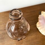 Pink bubbled glass decanter Biot vintage 60s