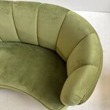 Banana sofa in pistachio green velvet, 1950