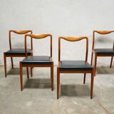 Series of 4 vintage Scandinavian chairs in teak and skaï
