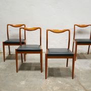 Series of 4 vintage Scandinavian chairs in teak and skaï