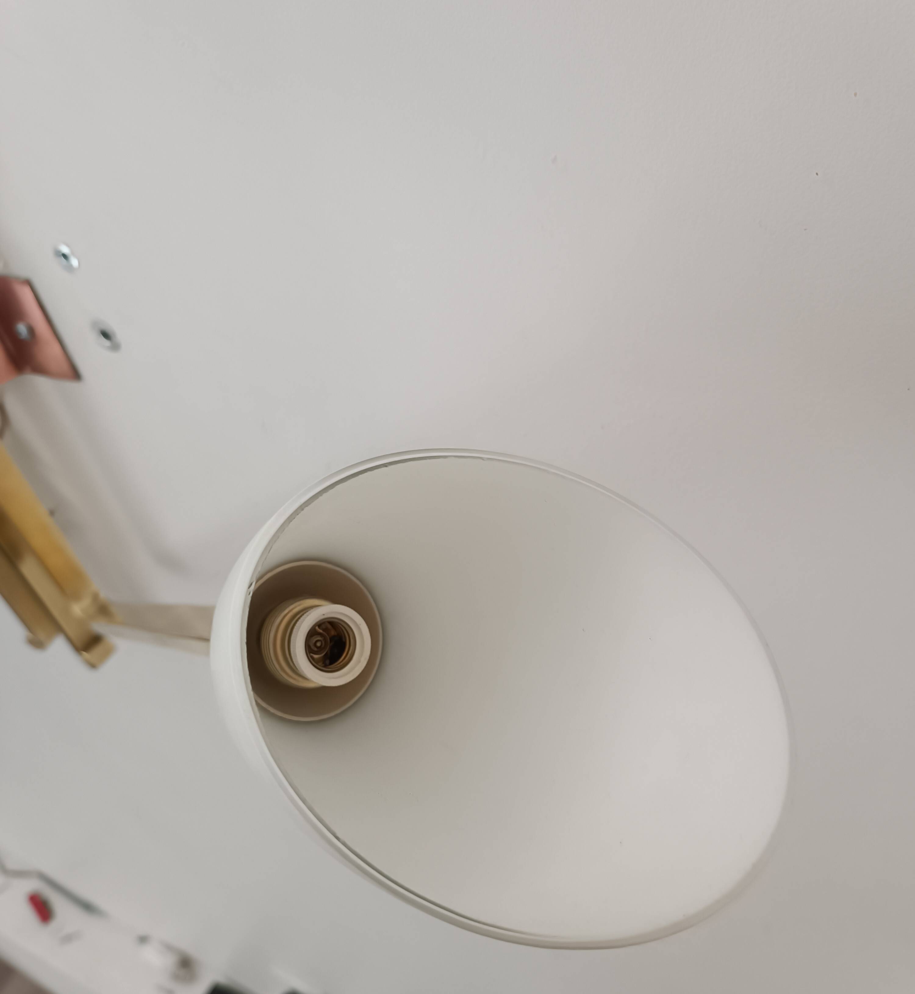 Important wall lamp brass opaline glass 1960s