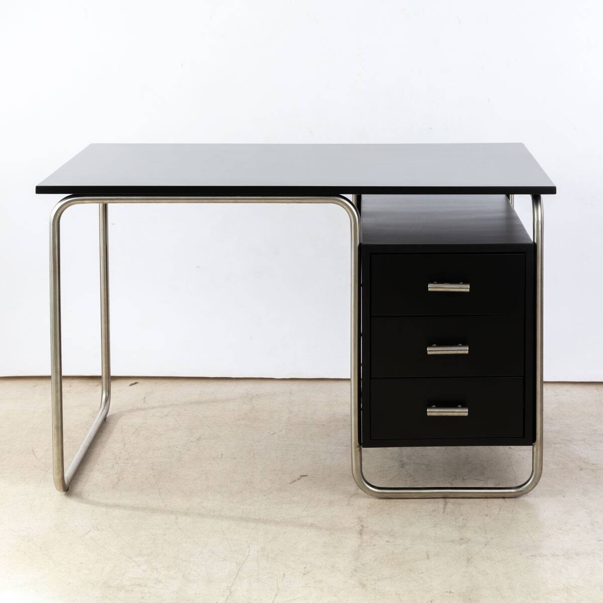 1960s desk in Bauhaus style, black lacquered