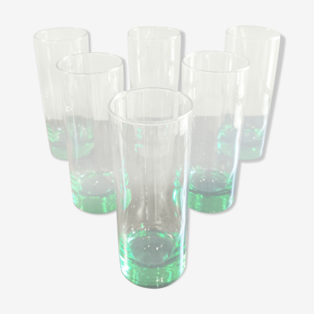 Lot de 6 verres verts vintage