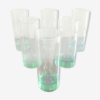 Set of 6 large vintage green glasses