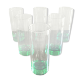 Set of 6 large vintage green glasses