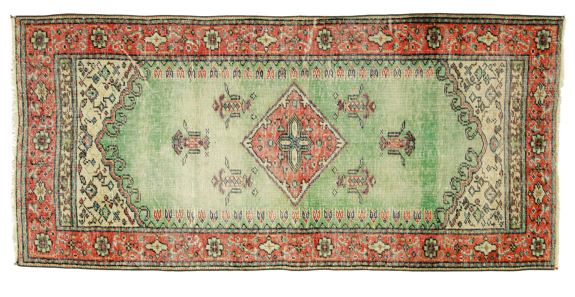 Anatolian handmade vintage rug 207 cm x 100 cm