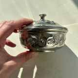 Antique silver-plated box with floral decoration