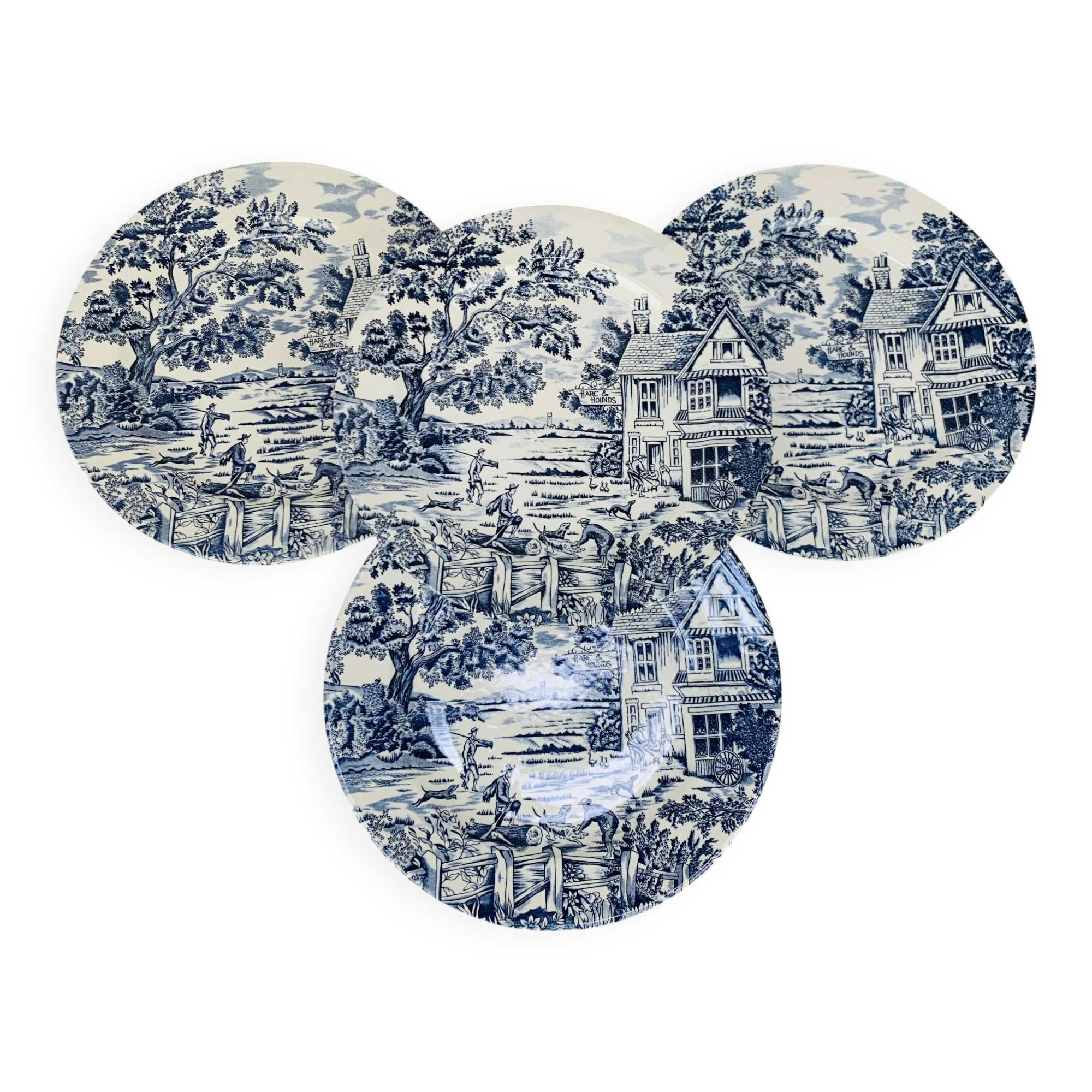 4 English ironstone dinner plates