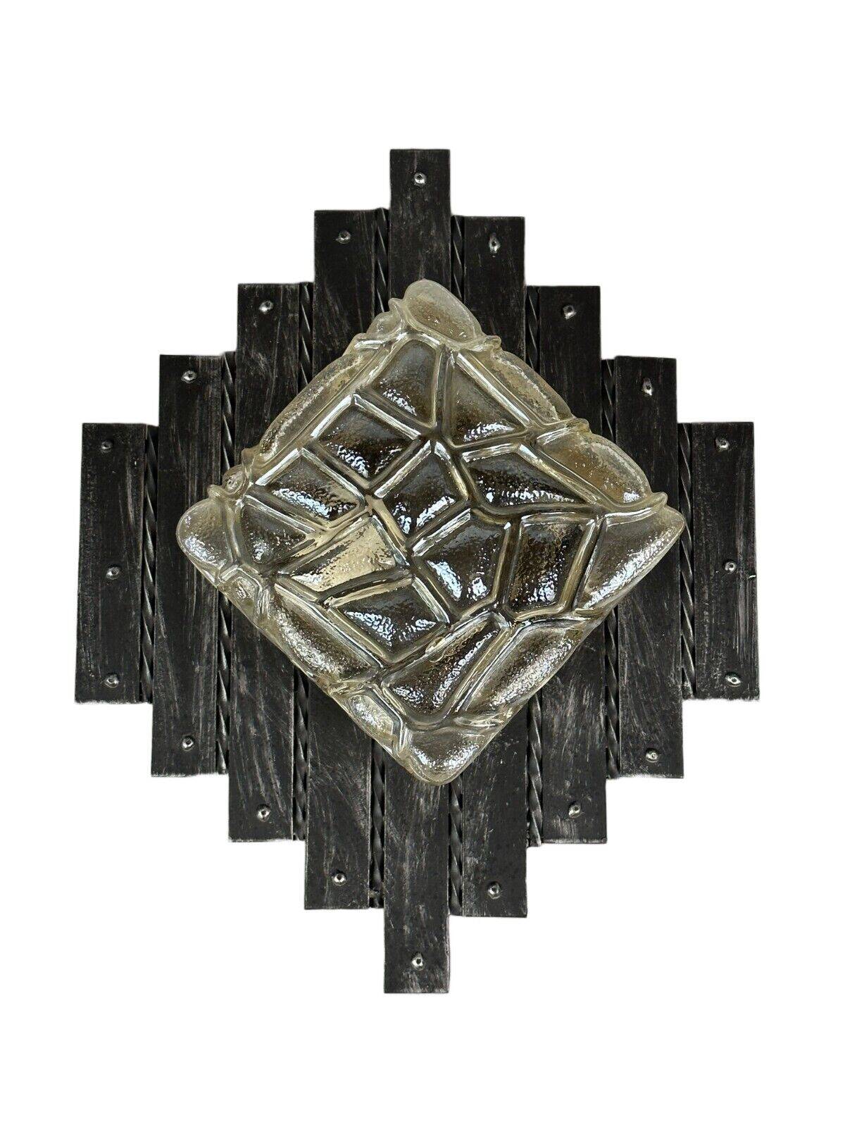60's 70's Brutalist Wall Lamp Iron & Glass Wall Sconce