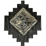 60's 70's Brutalist Wall Lamp Iron & Glass Wall Sconce