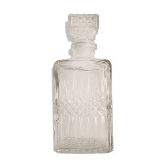 Carafe or bottle has chiseled worked glass whiskey