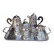 Tea and coffee set in silver metal mallechort