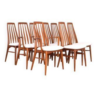 Mid-Century Teak Eva Chair by Niels Koefoed for Koefoeds Hornslet, 1960s, Set of 8