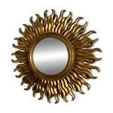 Miroir vintage 1960 soleil oeil de sorcière or bombé - 48 cm