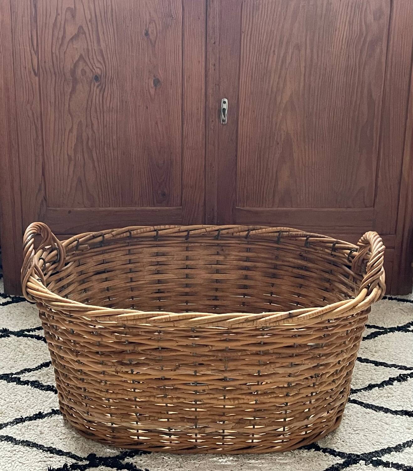 Old rattan and metal basket