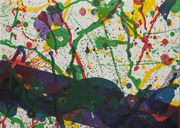 Lithographie originale sur papier Sam Francis poème dans le ciel 1986.