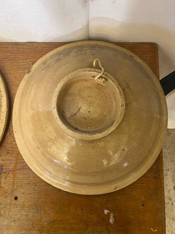Paire de plat ancien safi terre cuite émaillée marocain années 50 vint