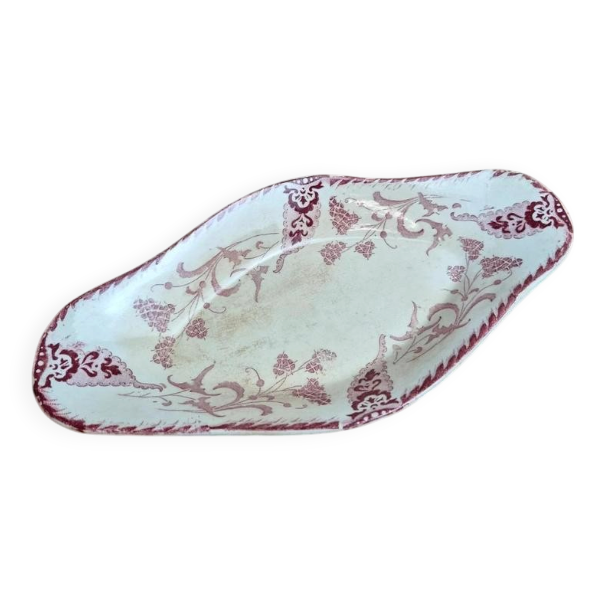 Old Ravier Iron Earth Longwy Rambouillet model – burgundy decoration