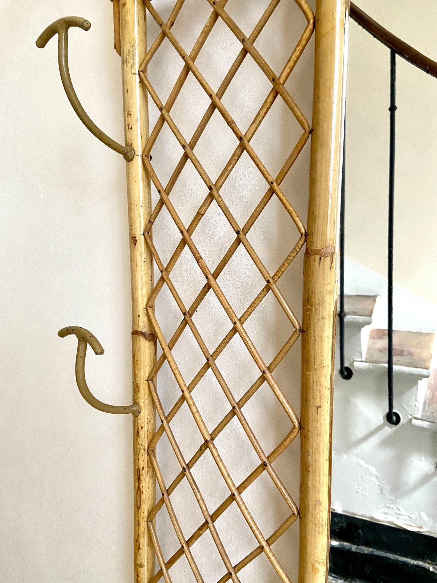 Wall-mounted coat rack with mirror and umbrella stand, 1950s-60s