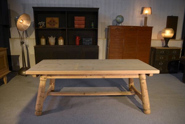 Table de ferme en pin brut brutaliste Georges Robert 1960's