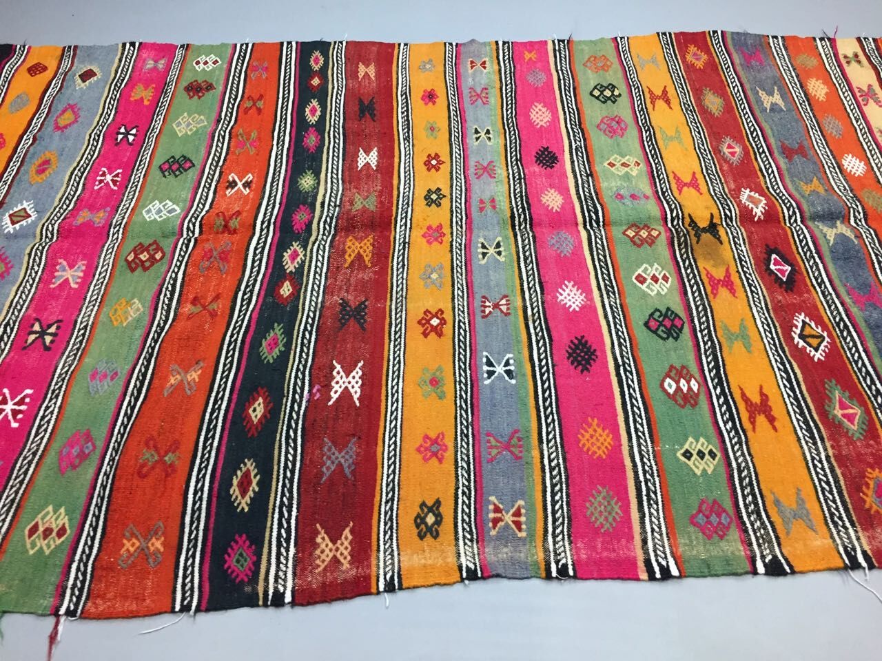 Colourful Vintage Turkish Kilim Kelim Rug 290x166 cm shabby chic wool boho Large
