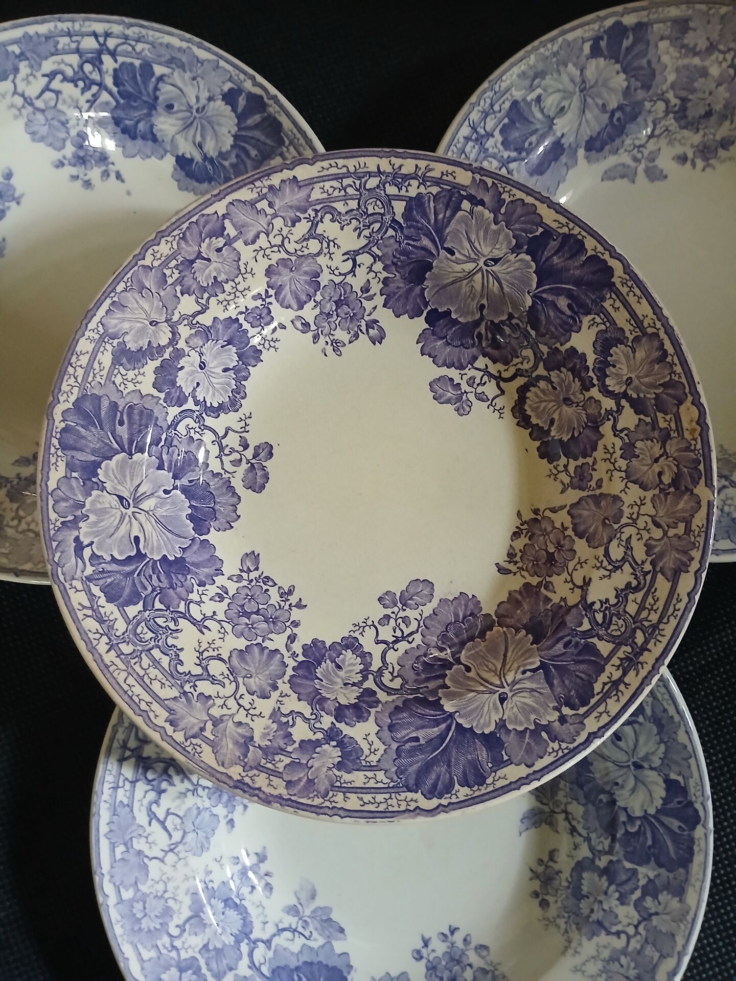 4 antique deep plates in ironstone