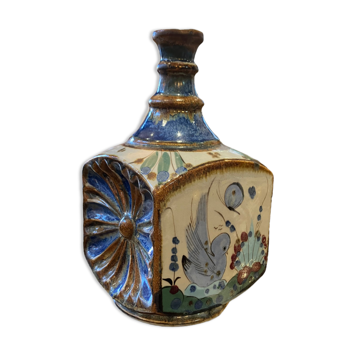Tonala ken edwards bottle made of polychrome ceramic