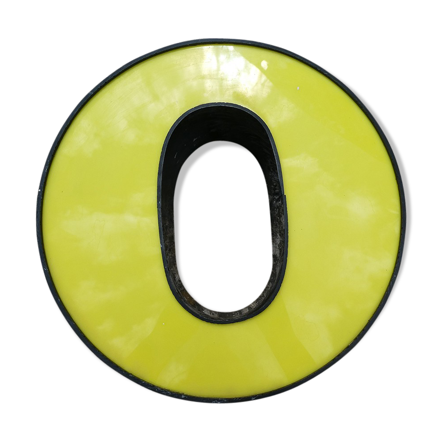 Letter "O" of industrial sign yellow and black