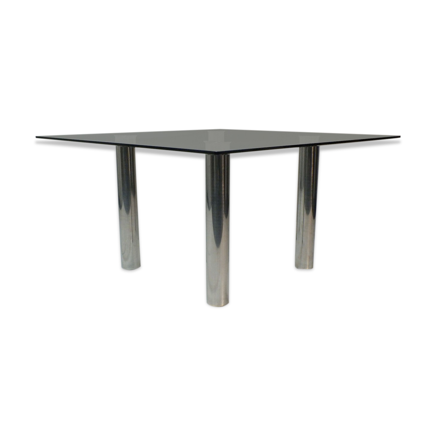 Brentano square glass dining table by Emaf Progetti for Zanotta Italy 1980s