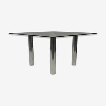 Brentano square glass dining table by Emaf Progetti for Zanotta Italy 1980s