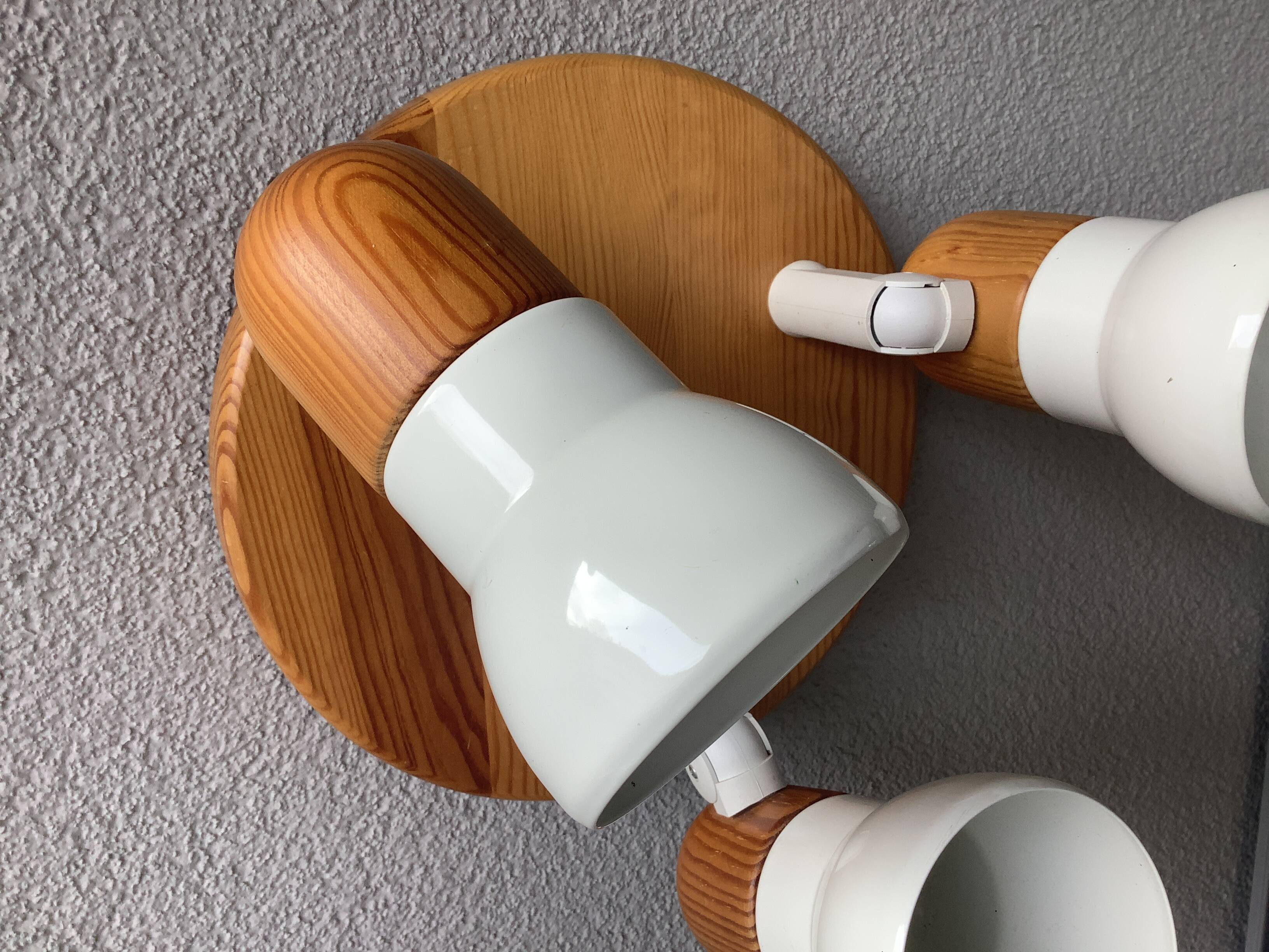 Massive vintage 80' wooden ceiling spotlights - Scandinavian design