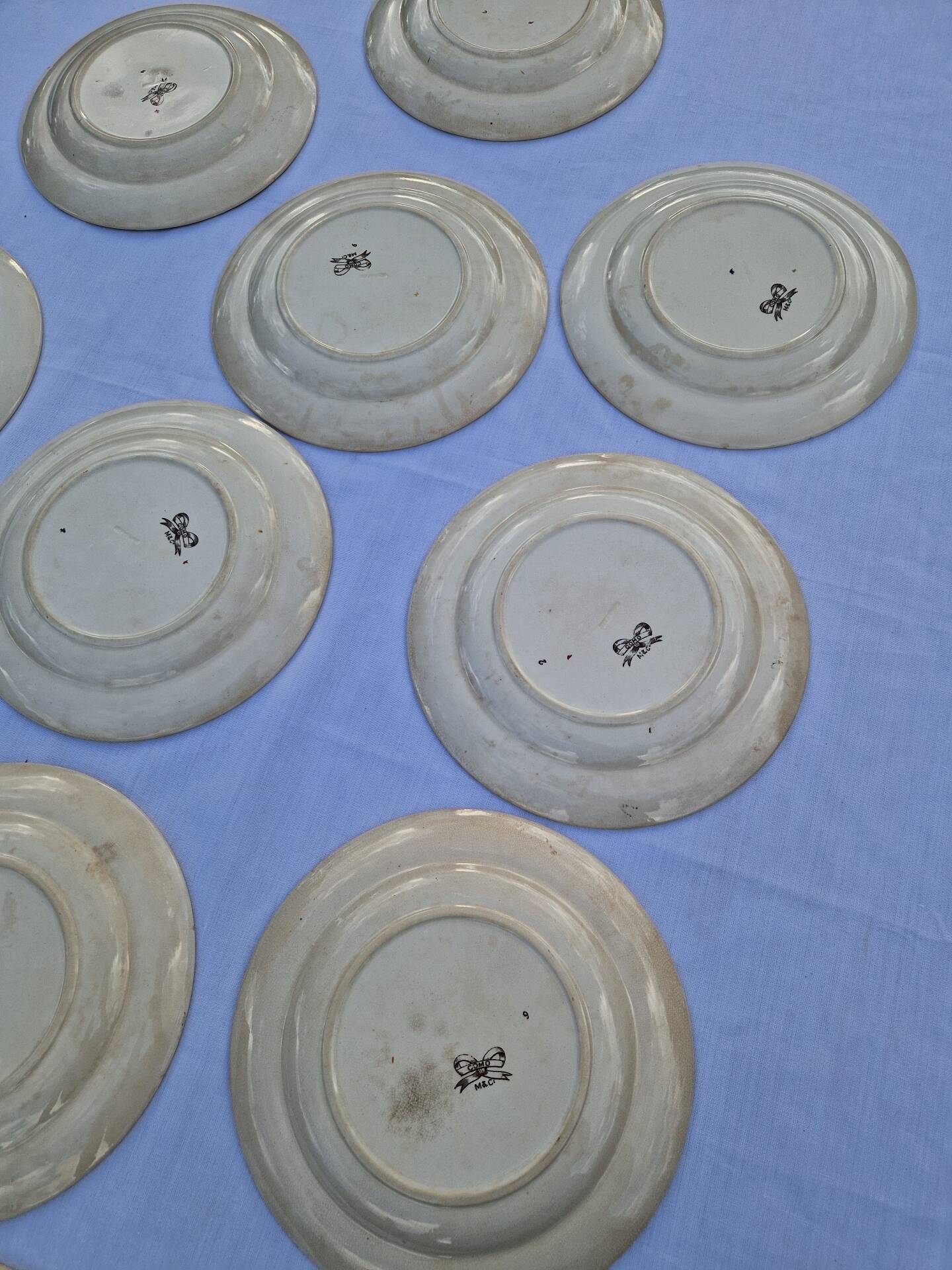 Set of 12 Terre De Fer Plates Manufacture Moore & Co Model Como