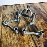 Chrome metal candle holders. Set of 3.