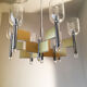 Chandelier from Sciolari chrome-gold and glass. 1970