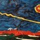 Abstract painting, oil on canvas by Simone Ciani, 20th century