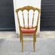 chaise Napoléon III en bois doré et velours rose, chaise ancienne Chiavari en bois