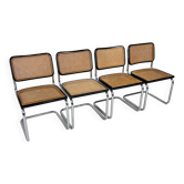 Set of 4 Tubular Frame and Cane Cantilever dining chairs, Italy, 1970s