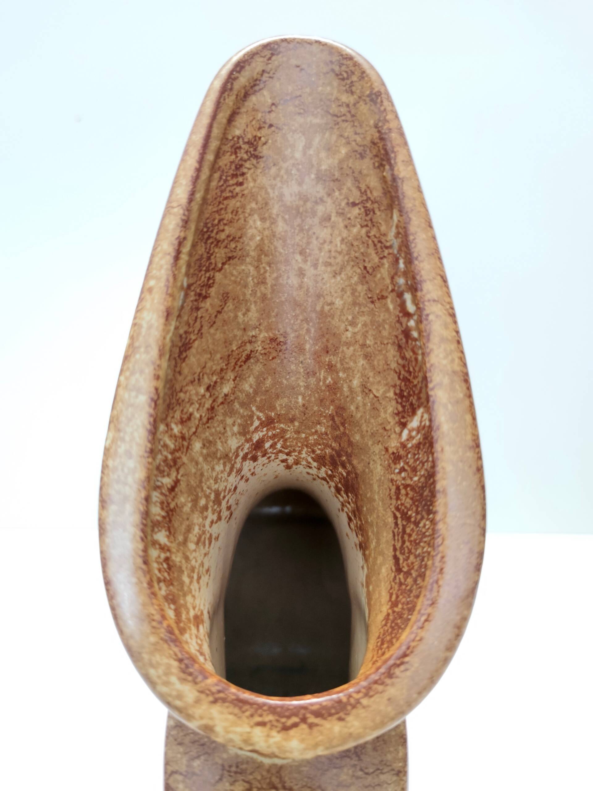 Brown Glazed Ceramic Tulip Vase by Giovanni Bertoncello for Schiavon