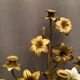 Pair of church candlesticks decorated with brass and opaline flowers nineteenth