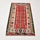 3x5 Red Green Tribal Vintage Kilim Rug, 88x147Cm