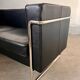 Black leather 2-seater tubular sofa bauhaus style Marcel Olsen design