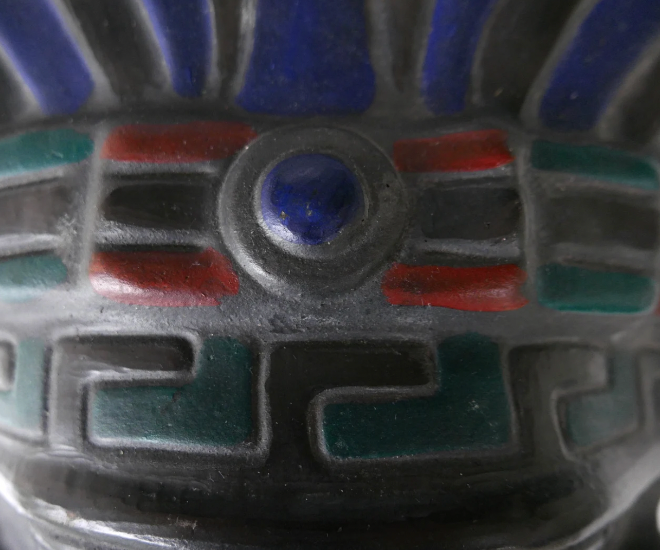 Black Mayan mask in terracotta, 70s