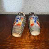 2 Old enamelled satsuma vases XIXth handmade miniatures