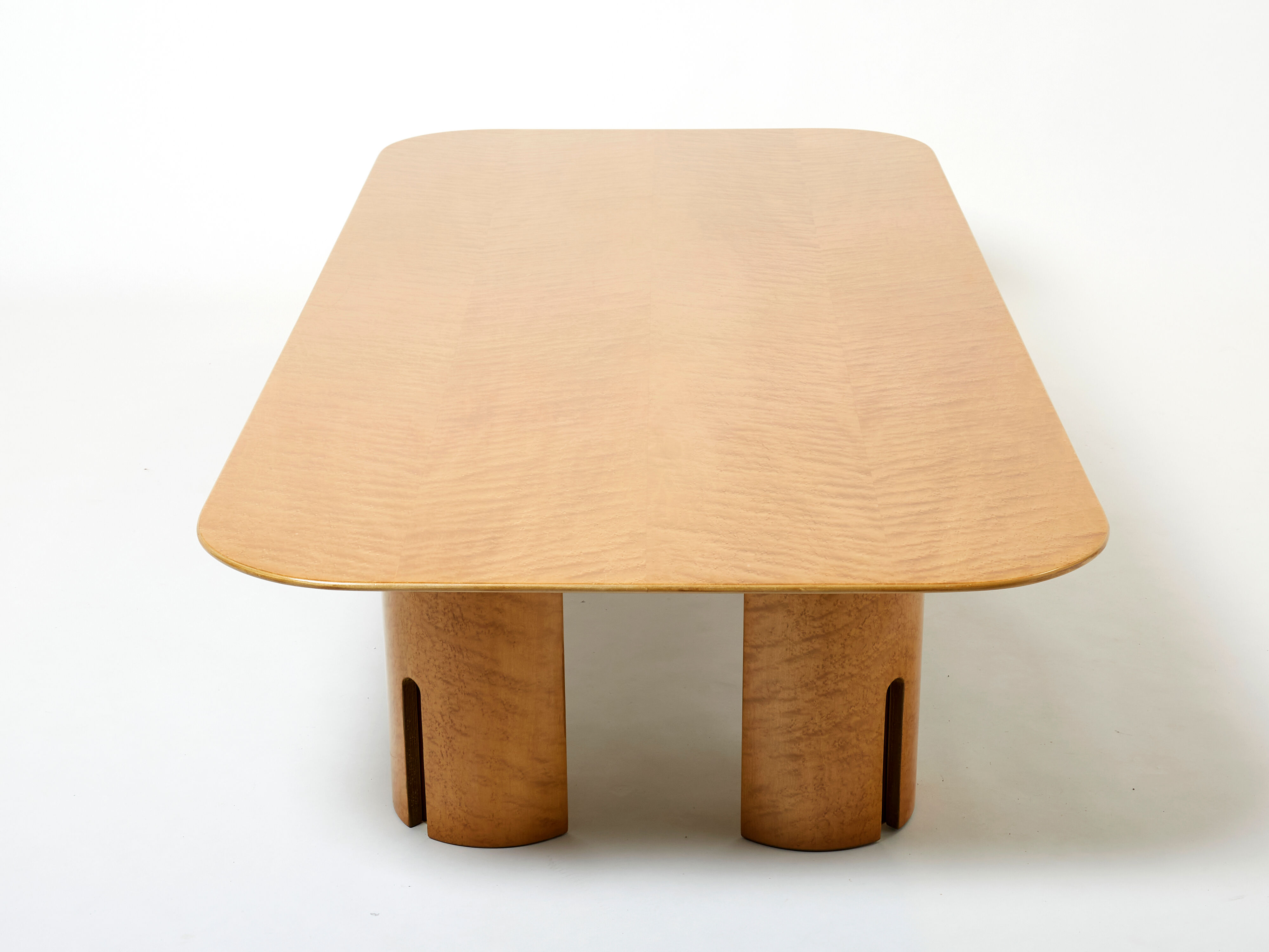 Very large coffee table maple brass Giovanni Offredi Saporiti 1980