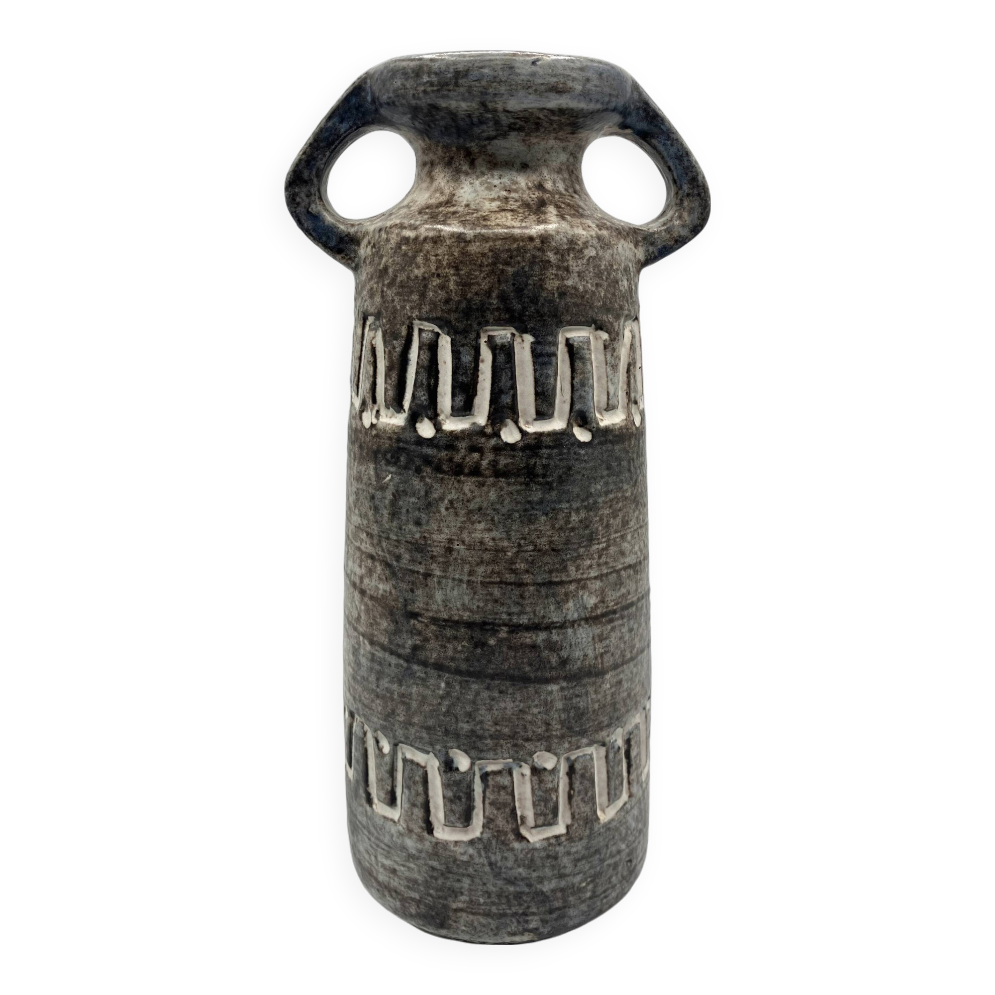 Heissner Keramik vase in grey ceramic, East Germany 1960